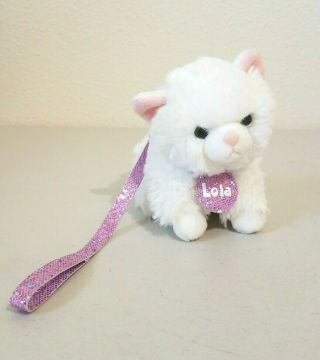 Gund Justice Pet Shop Lola White Persian Kitty Cat W/leash Stuffed Plush 7 "