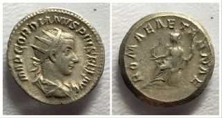 Roman Empire Gordian Iii Ar Antoninianus 238 - 244 Ad Roma Seated Card From 1950s