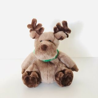 Bath & Body Moose /reindeer Brown 8 " Plush Stuffed Green Scarf Collar ‘09