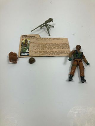 Vintage Gi Joe Roadblock Heavy Machine Gunner Complete With File Card