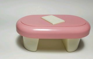 Little Tikes Vintage Doll House Size Pink White Living Room Coffee Table Euc