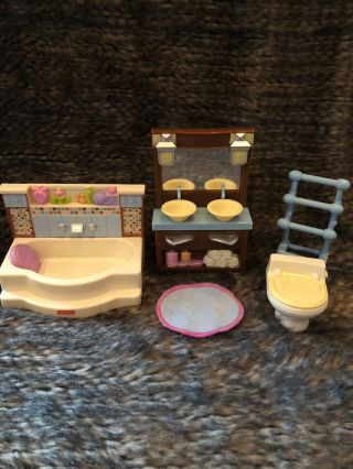 Fisher Price Loving Family Dollhouse Bathroom Furniture 5 Piece Set