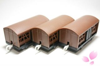 Set Of 3 Brown Cattle Cars Trucks Tomy Trackmaster Thomas & Friends