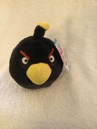 Black Angry Bird " Bomb " 8 " Plush Soft Toy W/ Sound