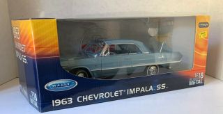 Welly 1:18 Die Cast Car 1963 Chevrolet Impala Ss Blue