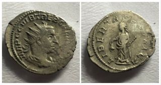 Roman Empire Trebonianus Gallus Ar Antoninianus 251 - 253 Ad Libertas Standing