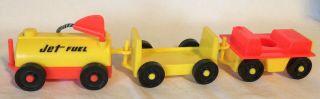 Vintage Fisher Price Little People Airport Tram 3 Pc Luggage Cart Jet Fuel Car