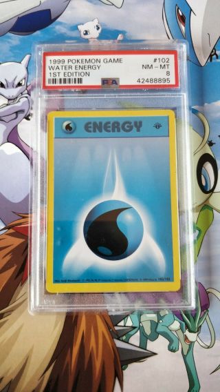 Water Energy Base Set 1st Edition Shadowless Pokemon Card Game Psa 8
