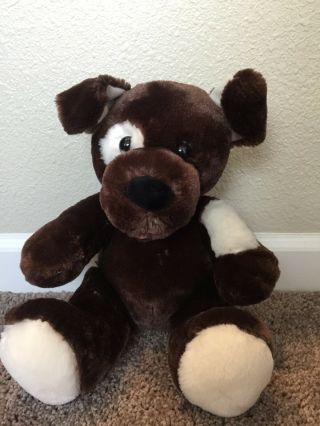 Build A Bear Dark Brown Sugar Puppy Dog Plush Stuffed White Spots Eye