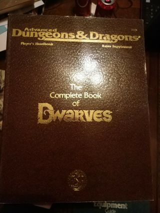 The Complete Book Of Dwarves Advanced Dungeons & Dragons Ad&d Tsr 2124 Phbr6