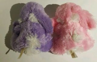 Dan Dee Pink & Purple Shaggy Easter Bunny Rabbit set of 2 Plush Stuffed Animals. 3