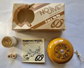 No Jive Tom Kuhn Wood Yo - Yo 3 In One W Spare String Spool 2 Axle Sleeves