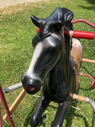 Vintage Black Beauty Bouncy Horse Spring Rocking Horse Bring Offer 3