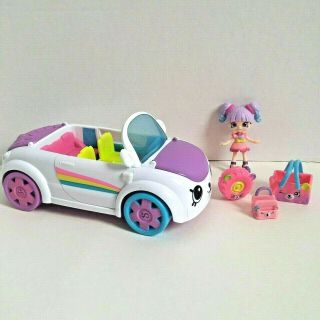 Shopkins Happy Places Rainbow Beach Convertible Car Toy Playset