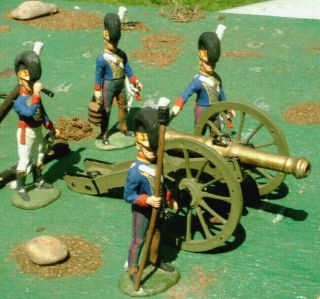 Bussler Napoleonic Waterloo British Artillery Crew With Cannon 54mm