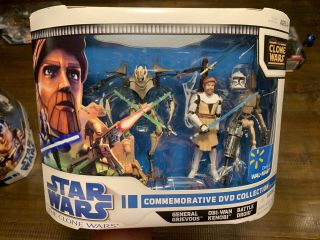 Clone Wars Commemorative Dvd Figures Wal Mart Obi Wan Grievous Battle Droid
