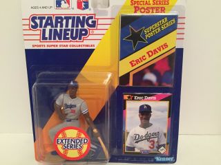 1992 Eric Davis Starting Lineup Baseball Figure Card Toy La Dodgers Mlb Reds