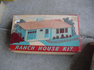 Vintage 1950s O Scale Plasticville White Yellow Ranch House Kit Rh - 1 2