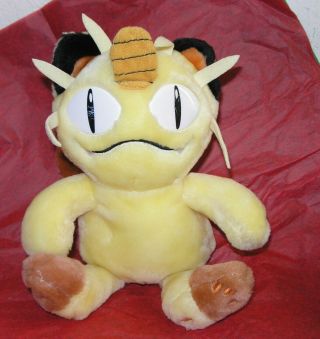 Vintage 90s Toy Pokemon Meowth 9” Plush Stuffed Nintendo Game Freak Hasbro 1998