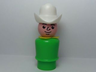 Vintage Fisher Price Little People Farm Family 677 Green Cowboy W 10 Gallon Hat