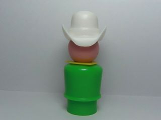 VINTAGE Fisher Price Little People Farm Family 677 GREEN COWBOY w 10 GALLON HAT 2