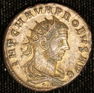 Ancient,  Roman Empire,  Probus,  276 - 282 A.  D.  Silvered Antoninianus.