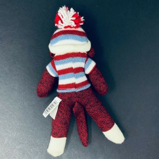Dan Dee Red Sock Monkey Stripe Sweater Hat Stars Snowflakes Pom Pom Plush Winter 3