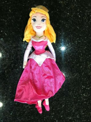 Plush Disney 20 " Princess Aurora Briar Rose Doll Pink Dress Soft Stuffed Sparkle