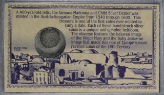 The Madonna and Child Silver Denier Coin 1540 - 1600 AD Austria - Hungarian empire 2