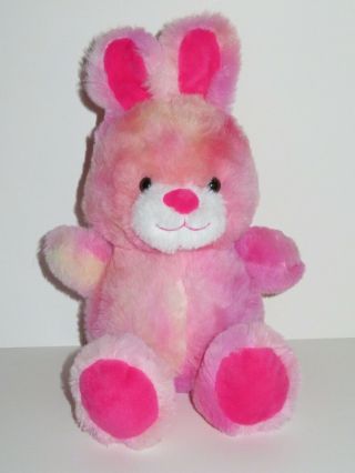 Animal Adventure Plush Bunny Rabbit Pink White Tie Dye Stuffed Animal Yellow Toy