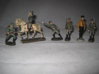 German Ww 2 Elastolin / Lineol - Group Of Fighting Soldiers - 7cm Figurines
