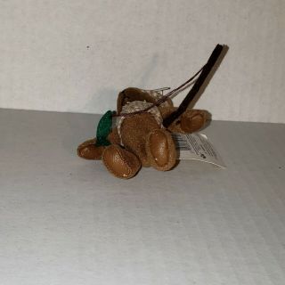 RUSS BERRIE Tiny Town Miniature Jointed Plush Teddy Bear fisherman 3 - 1/2 