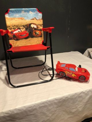Disney Pixar Cars Lightning Mcqueen 10 " Night Light Table Lamp Combo W/chair