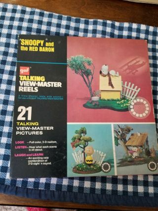 Vtg Talking Viewmaster Snoopy And The Red Baron 1973 21 Pictures 3 Reels
