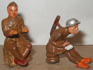 Vtg Manoil Barclay Lead Toy Soldier Wwi Combat Journalist Typist & Hand Writing