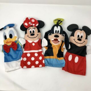 Walt Disney Hand Puppets Mickey Minnie Mouse Donald Duck Goofy Set Of 4 Plush