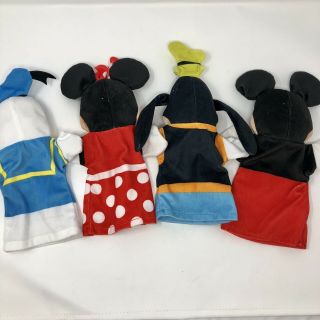 Walt Disney Hand Puppets Mickey Minnie Mouse Donald Duck Goofy Set of 4 Plush 2