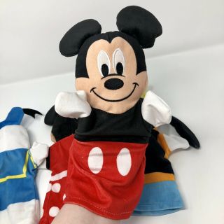 Walt Disney Hand Puppets Mickey Minnie Mouse Donald Duck Goofy Set of 4 Plush 3