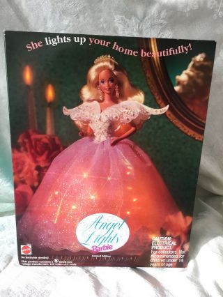 1993 Angel Lights Barbie Doll Christmas Tree Lighted Topper 10610 Nrfb