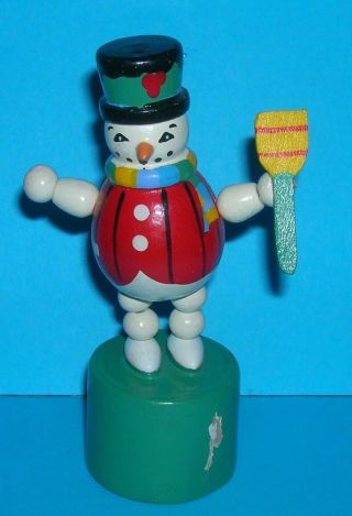 Vintage Snowman - Top Hat - Push Puppet Press Up Wakouwa - Novelty Toy