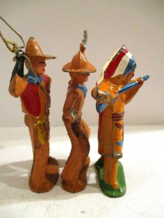 3 Vintage barclay/ Manoil Lead Toy Cow boys / Indians,  hard to find B99 & B212A 3