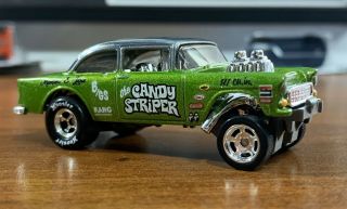 Hot Wheels ‘55 Chevy Gasser Candy Striper Clone Custom Green & Loose