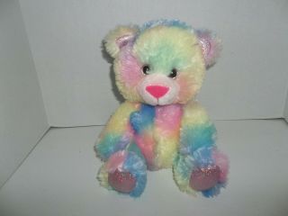 Russ Berrie Pastel Tye Dye Sparkle Teddy Bear Plush 9 " Tall Jewel
