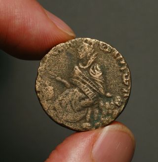 Z - 559 MESOPOTAMIA,  Edessa.  Elagabalus.  AD 218 - 222.  Bust with shield / Tyche 2