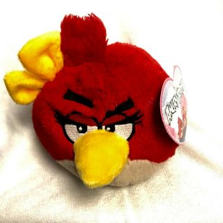 Angry Birds Round Ball Plush Rovio Red Girl Bird 5 " - Tags Attached