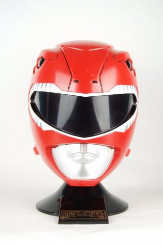 Bandai Mmpr Power Rangers Legacy Red Ranger Helmet 1:1 Full Scale Helmet,  Stand
