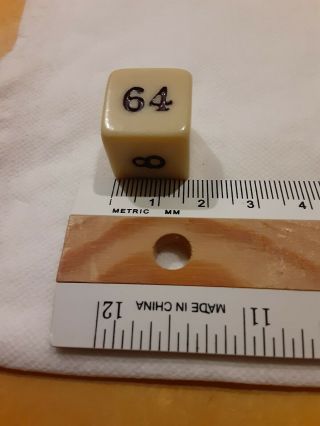 One Acrylic Ivory Cream Square 16mm Backgammon Doubling Cube Game Dice