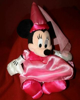 Disneyland Parks Mickey Mouse Princess Minnie Pink Satin Plush Doll Toy 13 "
