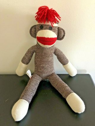 2014 Schylling Sock Monkey 20 " Plush Doll Stuffed Animal