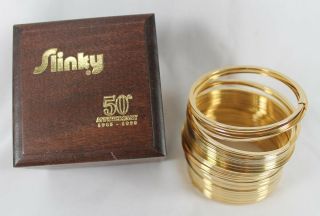 Slinky 50th Anniversary 14kt Gold 1945 - 1995 W/ Wood Box